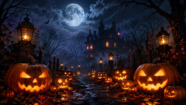 Happy Halloween for the banner greeting card social media post and background.
