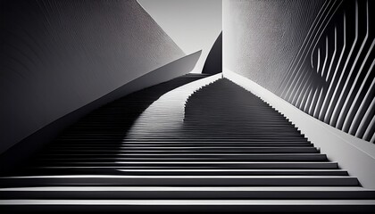 Naklejka premium architectural design of stairs curvilinear steps modern abstract geometric background black and white