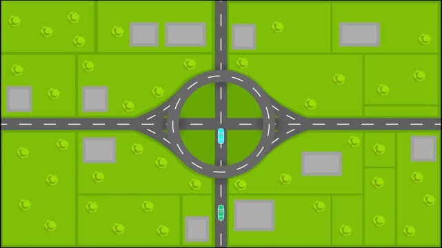 Traffic on freeway or highways top aerial view motion graphics