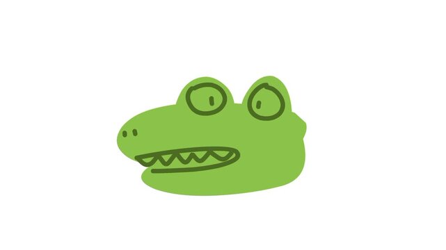 cute crocodile green doodle looping animation 