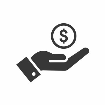 Hand holding a dollar coin symbolizing financial support and aid one gesture