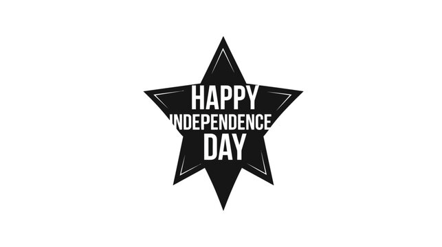 Star symbol containing bold typography for a Happy Independence Day message stands out clearly on a stark white background to provide a striking and professional graphic for holiday campaigns.