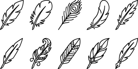 Set of black feather icons © MUKTARANI
