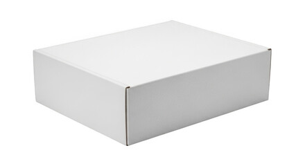 Fototapeta premium Plain white rectangular box with lid isolated on white studio light for product packaging mockup