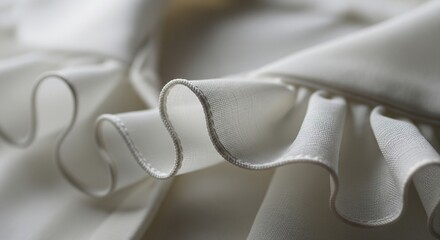 Obraz premium Close-up of white wavy fabric ruffles