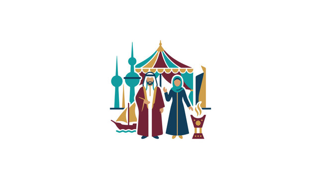Kuwaiti Couple, Traditional Clothing, Landmarks, Dhow Boat, Incense Burner, Kuwait Culture