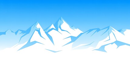 Fototapeta premium Snowy mountain range landscape, winter scenery, blue sky background, white peaks