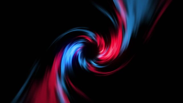 Abstract spiral glowing vortex with colorful light trails, dynamic energy swirl on black background, futuristic motion design element.
