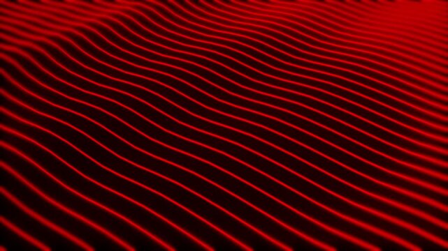 Abstract digital red wave lines, futuristic motion flow on black background, minimalist technology data visualization wallpaper.