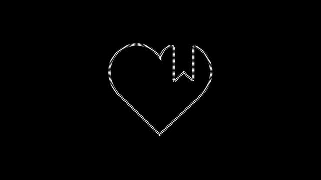 Minimalist heart with bookmark ribbon animation on black background, for ui ux, and social media engagement