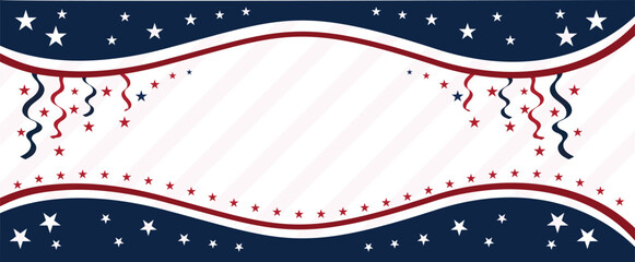 Fototapeta premium America Anniversary Patriotic banner, poster with red, white, and blue colors and star design on white background