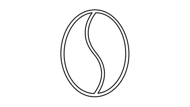 Clean flat vector line icon of a roasted coffee bean, designed for mobile ordering, cafe signage, product labels, and specialty beverage layouts.