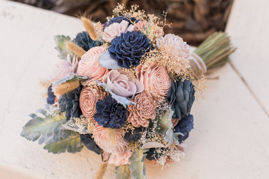 Wooden Bridal Flower Bouquet Arrangement 