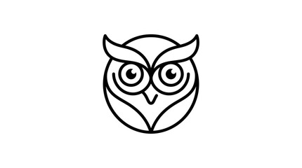 Obraz premium Minimalist Owl Icon, Simple Geometric Bird Logo, Outline Art, Vector Illustration