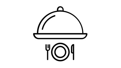 Fototapeta premium This clean flat vector line icon represents hotel room service with a cloche tray, suited to booking platforms, menus, and concierge displays.