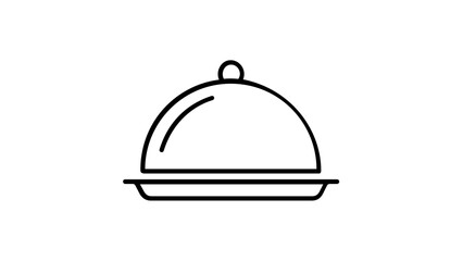 Fototapeta premium This clean flat vector line icon depicts a room service tray with cloche, useful for hotel menus, guest apps, and hospitality wayfinding.