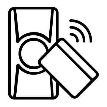 Minimal clean flat vector line icon showing a hotel room key card reader, ideal for smart lock tutorials, guest check in screens, and corridor signs.