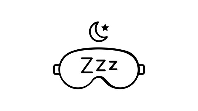 Clean flat vector line icon of a minimalist sleep eye mask, useful for travel blogs, flight comfort checklists, wellness tips, and vacation layouts.