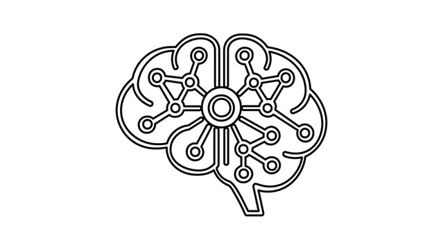 Clean flat vector line icon of an artificial intelligence brain, ideal for apps, dashboards, and technology presentations.