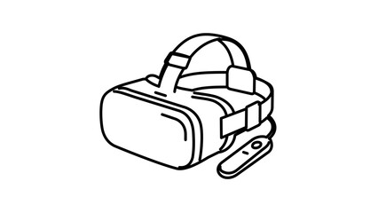 Fototapeta premium Clean flat vector line icon featuring a minimalist virtual reality headset, perfect for tech branding, game menus, and innovation presentations.