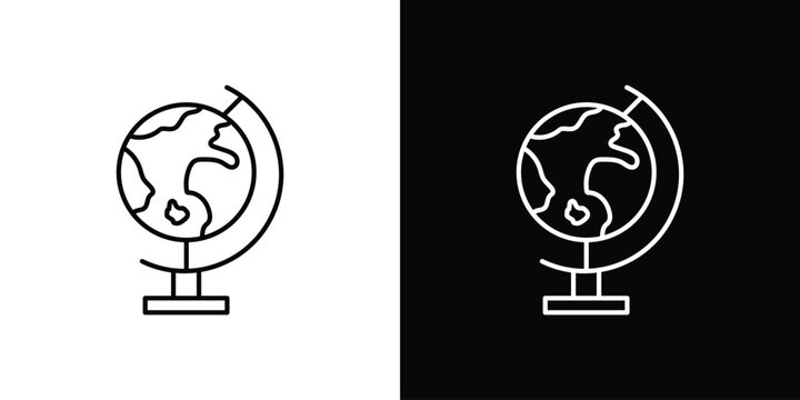 Globe icon black lineart editable vectors pack