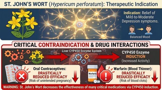 St johns wort hypericum perforatum therapeutic indication and critical drug interactions