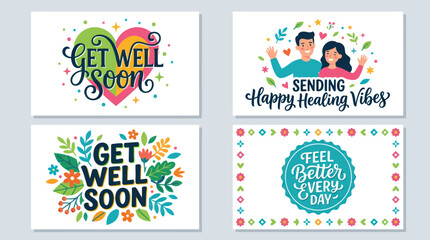 Naklejka premium Get well soon healing wishes design