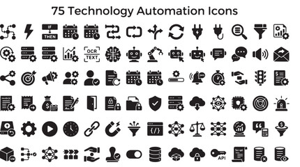 Obraz premium Technology Automation Icons on Background