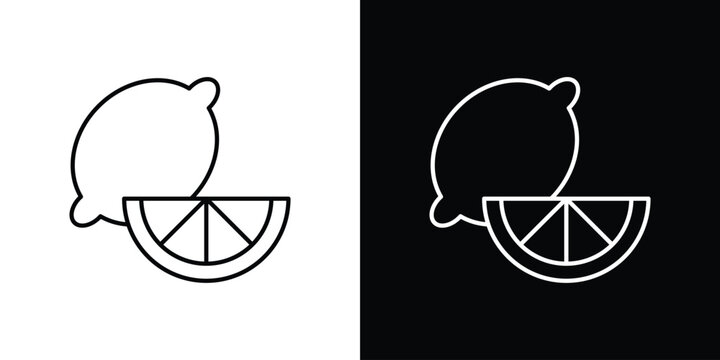 Lemon icon black lineart editable vectors pack