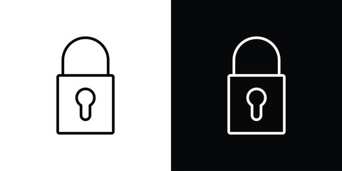 Lock icon black lineart editable vectors pack © kia