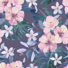 Tropical pattern. Paradise plants and flowers. Hawaiian pattern. Exotic, tropics © Alaska_artworks