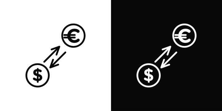 Money exchange icon black lineart editable vectors pack