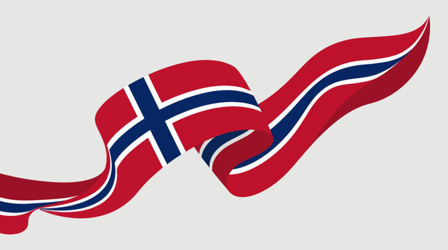 Norwegian flag ribbon abstract motion design