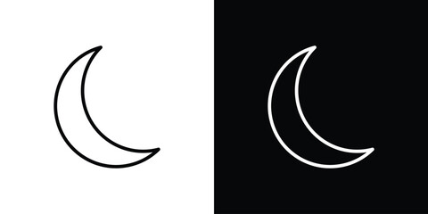 Moon icon black lineart editable vectors pack © kia