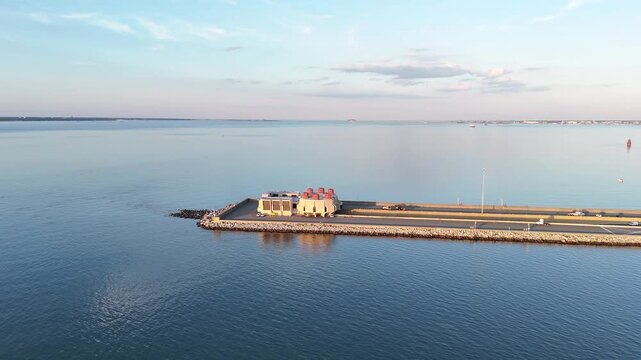 Aerial View of Monitor-Merrimac Memorial Bridge-Tunnel in Virginia