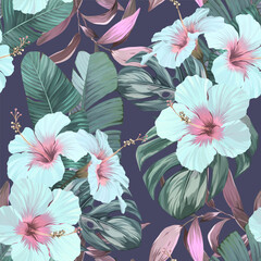 Tropical pattern. Paradise plants and flowers. Hawaiian pattern. Exotic, tropics © Alaska_artworks