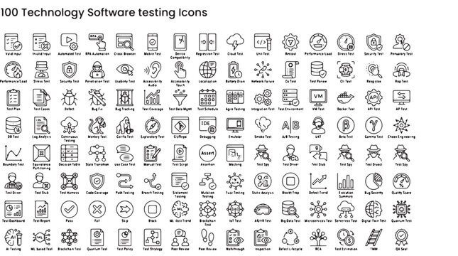 Technology Software Testing Icons Set