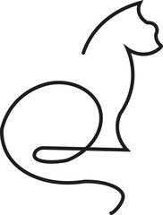 Fototapeta premium Minimalist continuous line drawing of a sitting cat
