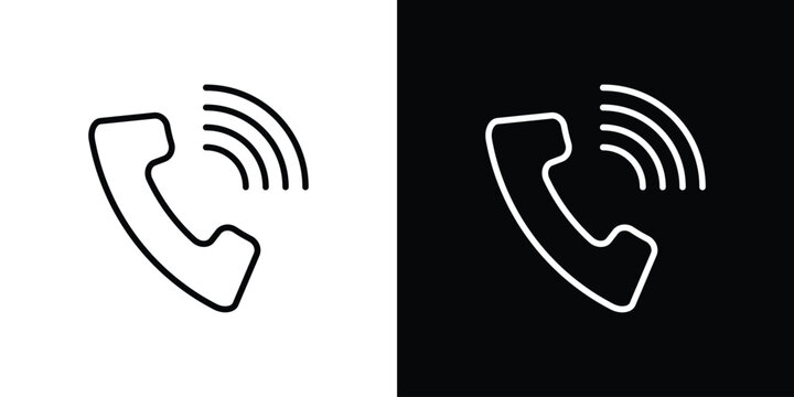 Phone call icon black lineart editable vectors pack