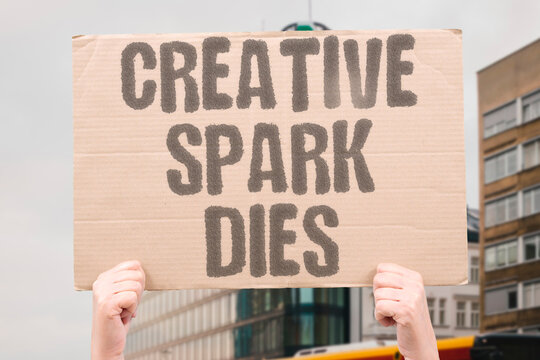 "Creative spark dies" Inspiration is extinguished by algorithms. EXTINGUISH. INSPIRATION. ALGORITHM. SPARK. DEATH.