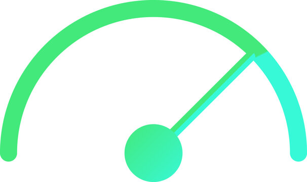 Green performance dial gauge showing high speed and maximum efficiency for internet data web illustration