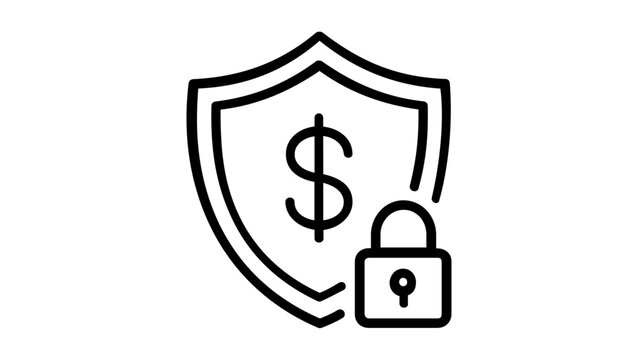 Clean flat vector line icon of a locked online checkout, useful for secure payment screens, ecommerce trust badges, and cart confirmation flows.