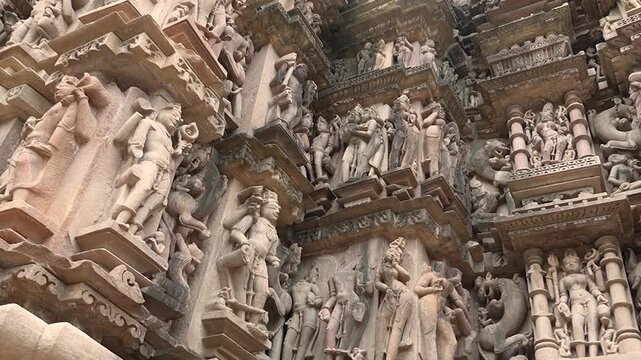 Architectural Marvel of Khajuraho Featuring Detailed Chandela Sculptures
