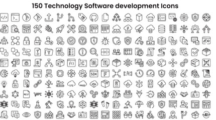 Fototapeta premium Technology Software Development Icons Set