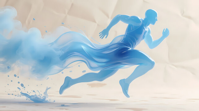 Blue smoke runner on textured paper