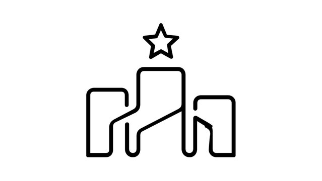 Minimal clean flat vector line icon of an award podium, suited for champion rankings, tournament brackets, and event result screens.