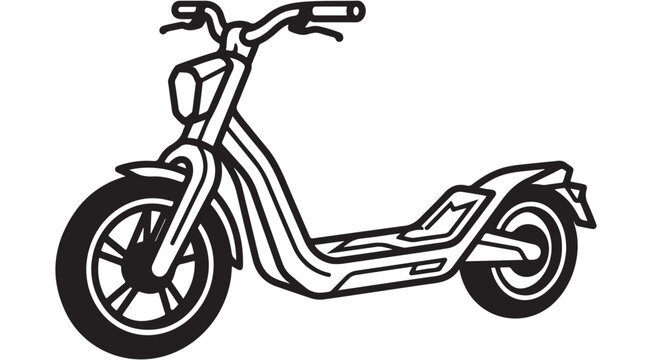 Electric scooter vector illustration with handlebars and headlight for urban mobility and personal transport