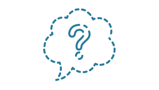 Clean flat vector line icon showing a question bubble symbol, ideal for inquiry prompts, tooltips, feedback forms, and assistance features.