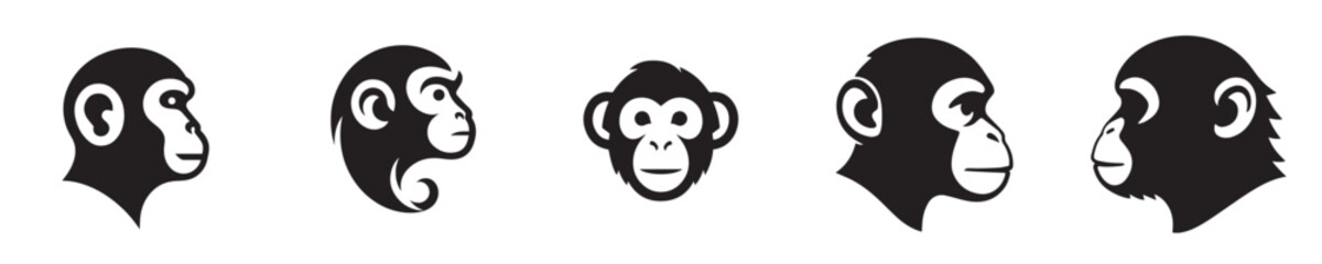 Set of monkey head silhouette vectors © Jefri Syahputra BKL