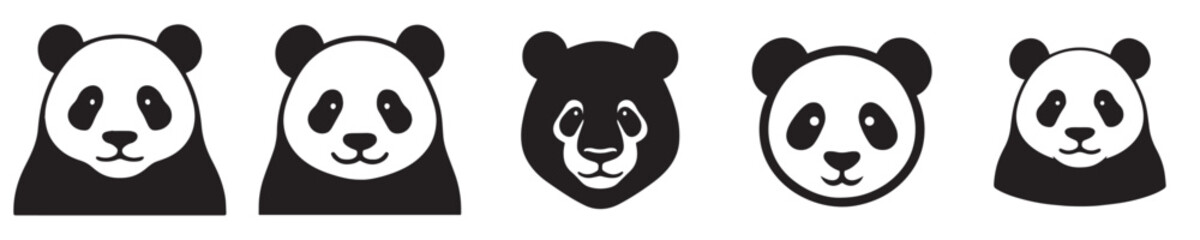 Vector collection of panda head silhouettes © Jefri Syahputra BKL